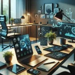 "Colaborador usando tecnologia no trabalho remoto, com laptop e ferramentas digitais para maximizar a produtividade - Guia Completo para Usar Tecnologia no Trabalho Remoto"